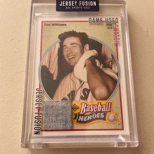 2021 JERSEY FUSION TED WILLIAMS WITH GAME USED 1965-66 PATCH W/INFO CARD